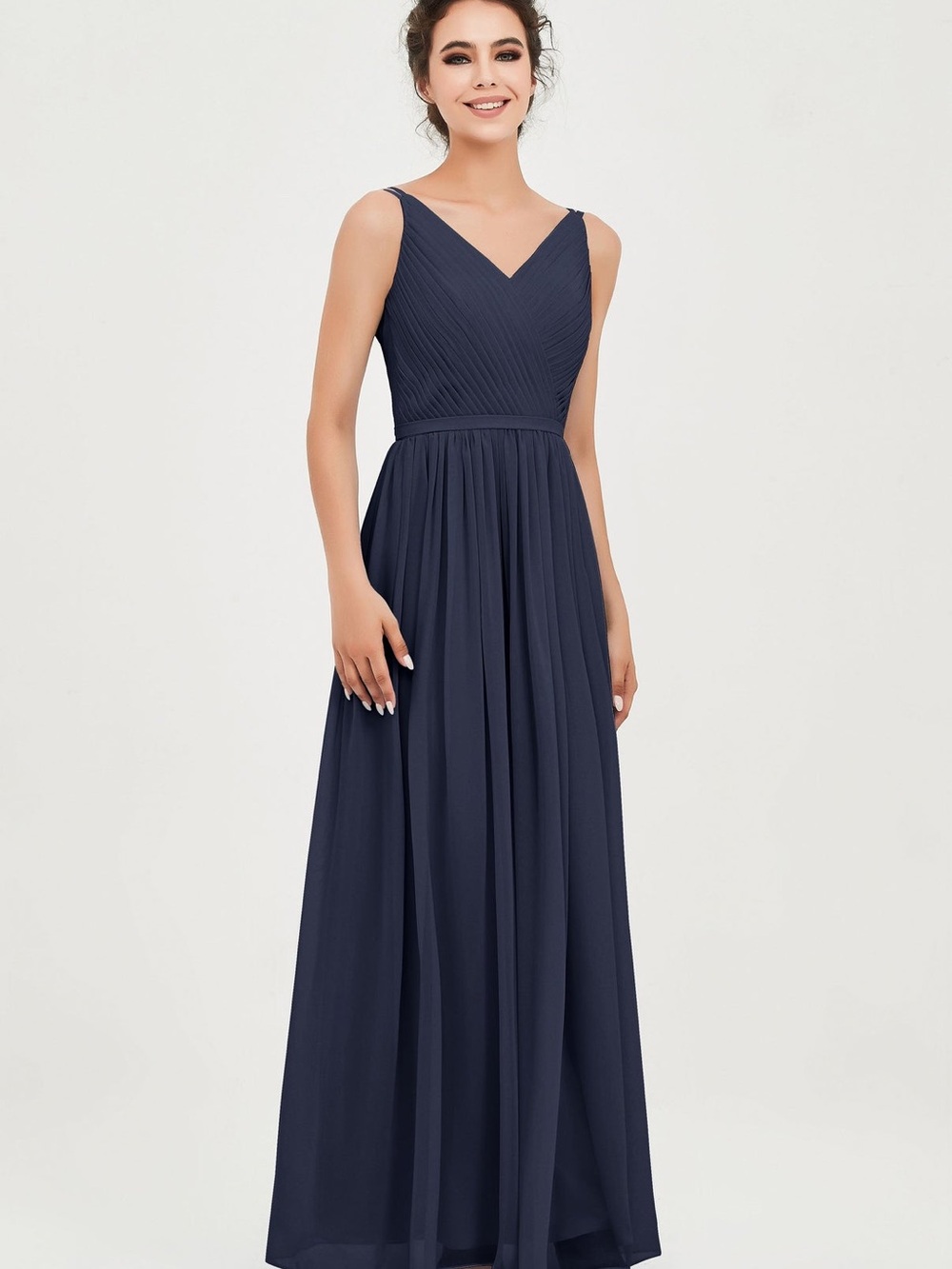 SORELLA VITA Navy Pleated V-Neck Chiffon Maxi Dress 12